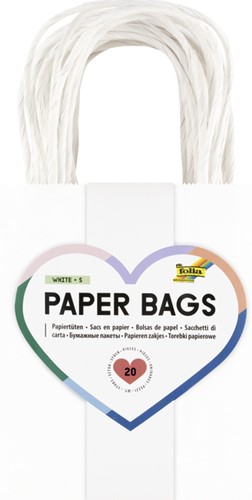 Tas Folia kraft 110gr 12x15x5.5cm 20 stuks wit 20 Stuk