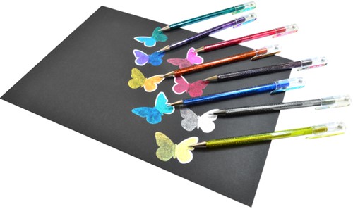 Gelschrijver Pentel K110 Dual medium metallic assorti blister à 8st-2