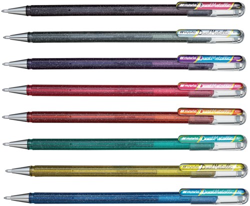 Gelschrijver Pentel K110 Dual M metallic 8st ass 8 Stuk-2