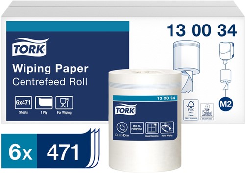 Poetspapier Tork M2 Premium 1laags 165m wit 6 Rol