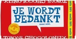 Chocolade Tony Chocolonely melk bedankt reep 180gr 1 Stuk
