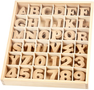 Letters en cijfers Crea Com 4cm 288 stuks MDF 288 Stuk