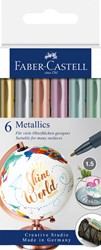 Viltstift Faber-Castell metallic assorti 6 Stuk
