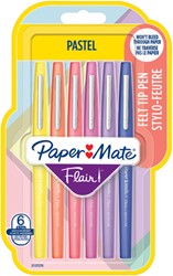 Fineliner Paper Mate Flair Pastel blister 6 kleur 6 Stuk