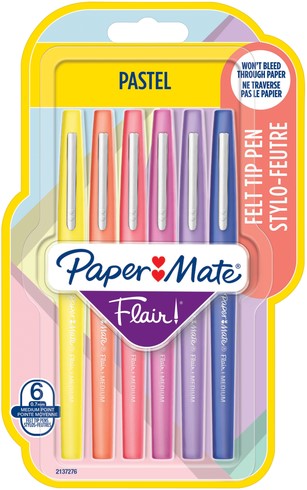 Fineliner Paper Mate Flair Pastel blister 6 kleur 6 Stuk