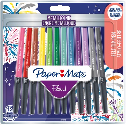 Fineliner Paper Mate Flair Metallic 12st ass 12 Stuk