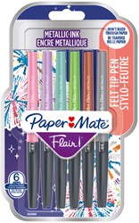 Fineliner Papermate Flair Metallic M 6st assorti 6 Stuk