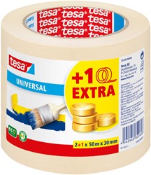 Afplaktape tesa Economy 50mx30mm geel 2+1 1 Stuk