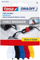 Kabelmanager tesa On Off 12mmx20cm assorti 5st 5 Stuk
