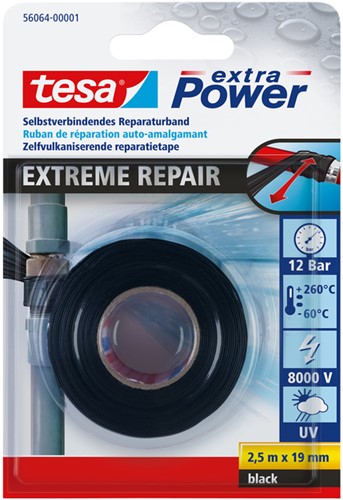 Reparatietape tesa Extreme Repair 2.5mx19mm zwart 1 Rol