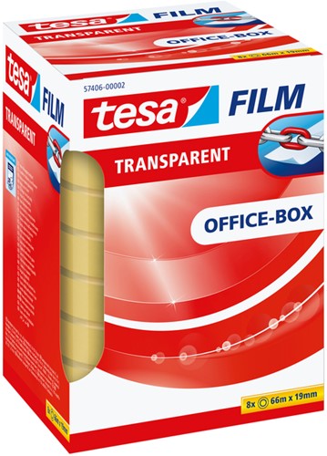 Plakband tesafilm 66mx19mm Transparant 8 rol 8 Stuk