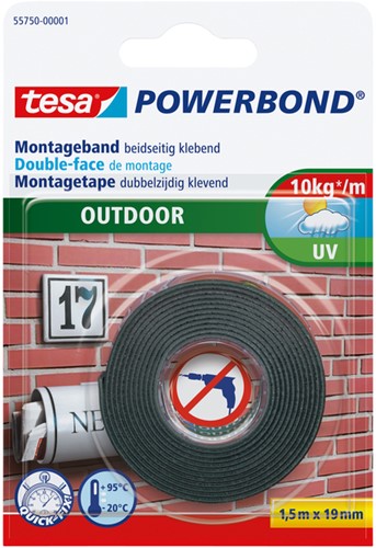 Montagetape tesa Outdoor dubbelz 1.5mx19mm 1 Rol