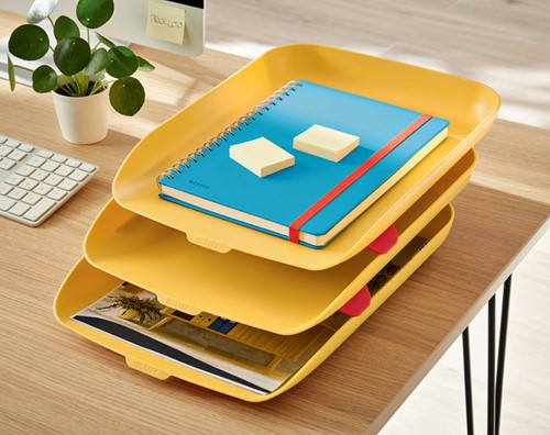 Brievenbak Leitz Cosy set van 3 A4 geel 3 Stuk-3