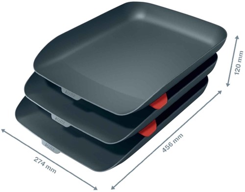 Brievenbak Leitz Cosy set van 3 A4 fluweel grijs 3 Stuk-2