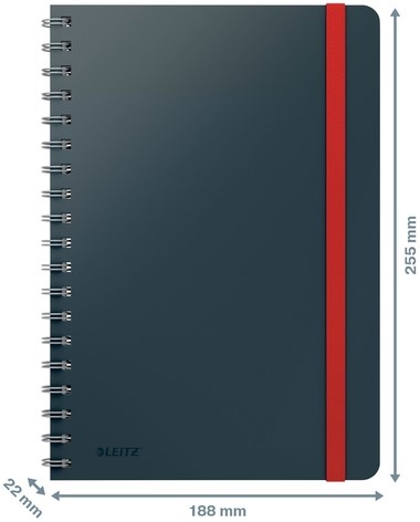 Notitieboek Leitz Cosy B5 160blz 100gr spiraal lijn grijs-6