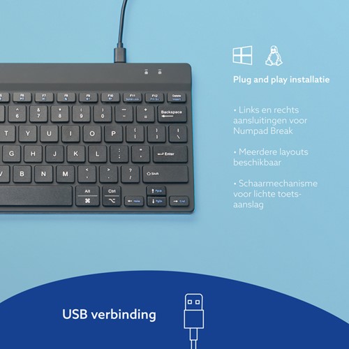 Toetsenbord R-Go Ergonomisch Compact Break QWERTY 1 Stuk-1