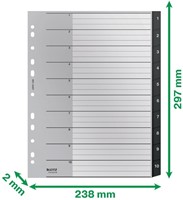 Tabblad Leitz Recycle A4 11-gaats 1-10 extra breed PP-4