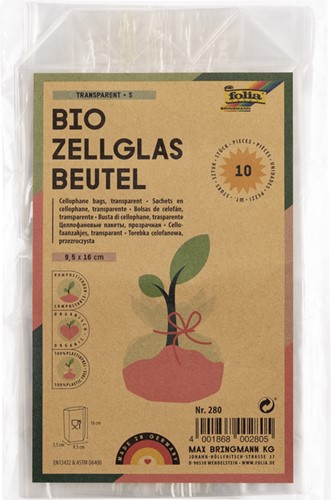 Cellofaanzak Folia 95x160mm 10 stuks transparant 10 Stuk