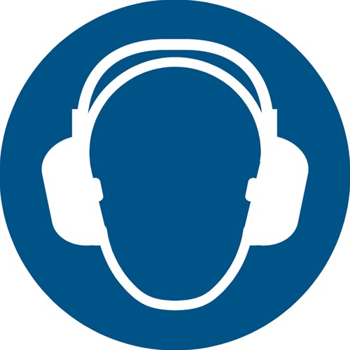 Pictogram bordje Djois Gehoorbescherming verplicht Ø200mm blauw