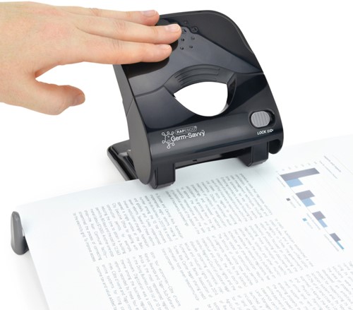 Perforator Rapesco Germ-Savvy Less Effort Eco X5-40ps antibacterieel 2-gaats zwart-1