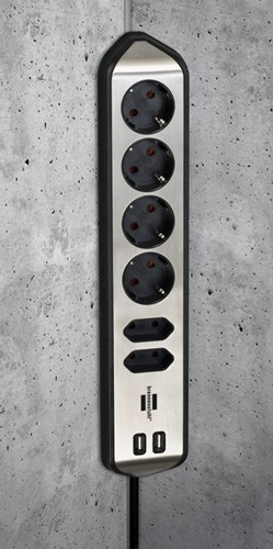 Stekkerdoos Brennenstuhl Estilo 6vdig USB 2m zwart 1 Stuk-2