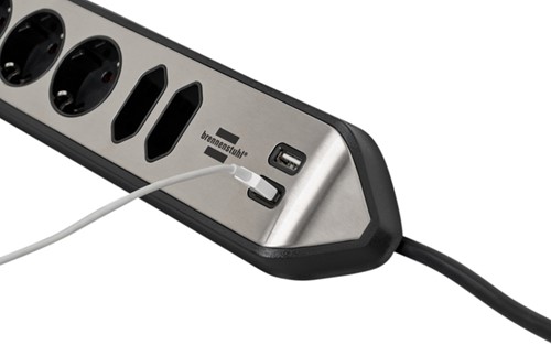 Stekkerdoos Brennenstuhl Estilo 6vdig USB 2m zwart 1 Stuk-3