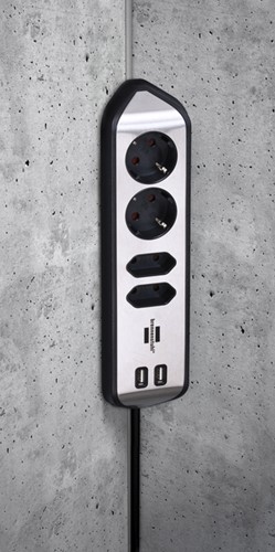 Stekkerdoos Brennenstuhl Estilo 4vdig USB 2m zwart 1 Stuk-2