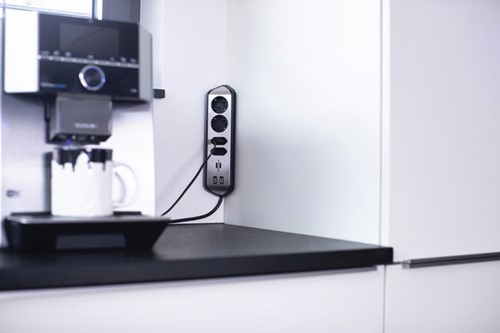 Stekkerdoos Brennenstuhl bureau Estilo 4vdig incl 2 USB 2m zwart/zi-4