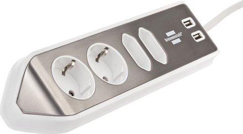 Stekkerdoos Brennenstuhl Estilo 4vdig USB 2m wit 1 Stuk-3