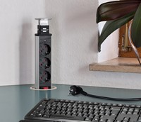 Stekkerdoos Brennenstuhl toren 3 voudig 2 meter zwart/zilver-2