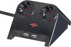 Stekkerdoos Brennenstuhl  bureau 2vdig incl 2 USB 1.8m zwart
