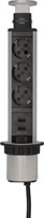 Stekkerdoos Brennenstuhl toren 3vdig incl 2 USB 2 meter zwart/zilver