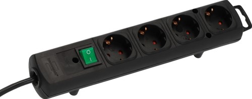 Stekkerdoos Brennenstuhl Comfort Plus 4vdg incl platte stekker 2m zw-2
