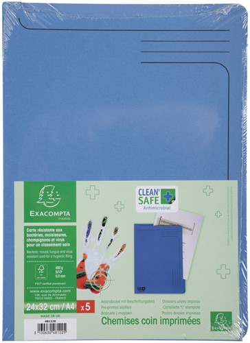 Insteekmap Exacompta L-model Clean'Safe bedrukt blauw 5 stuks-3