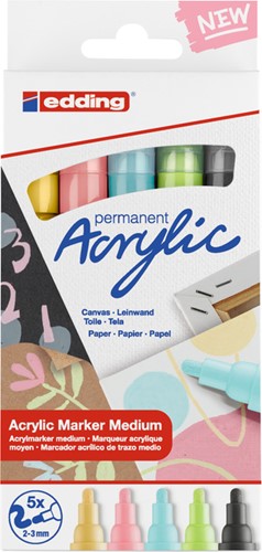 Acrylmarker edding e-5100 M pastel assorti 5st 5 Stuk