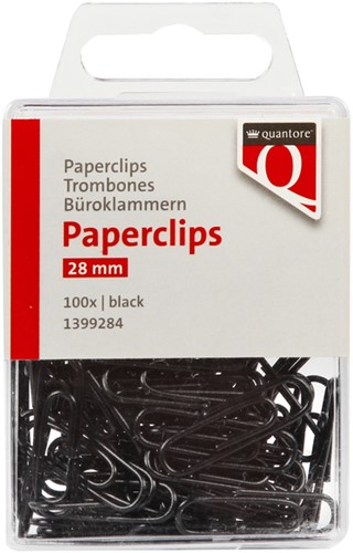 Paperclip Quantore 28mm zwart 100 stuks 100 Stuk