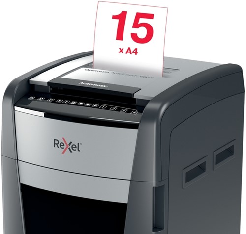 Papiervernietiger Rexel Optimum Auto+ 600X P4 snippers 4x30mm-1