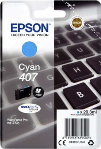 Inktcartridge Epson 407 T07U240 blauw 1 Stuk