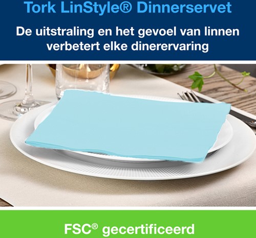 Dinerservet Tork Linstyle Premium 50 vel aquablauw 50 Stuk-2