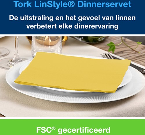 Dinerservet Tork Linstyle Premium 50 vel geel 50 Stuk-2