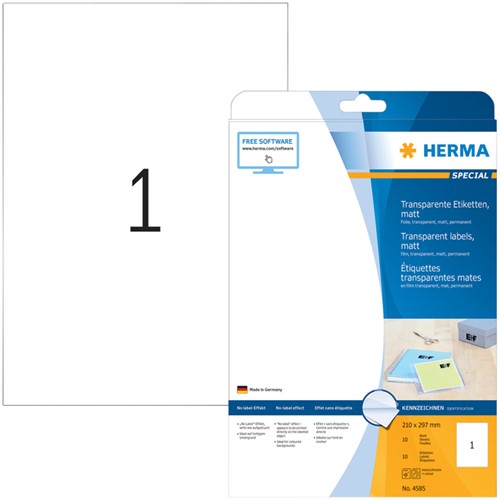Etiket HERMA 4585 210x297 weerbest 10st transp mat 10 Vel-2