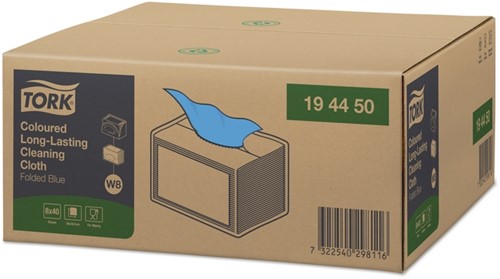 Reinigingsdoek Tork W8 Premium 1-laags 40 vel blauw 194450-6
