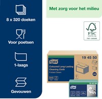 Reinigingsdoek Tork W8 Premium 1laags groen 40 Stuk-3