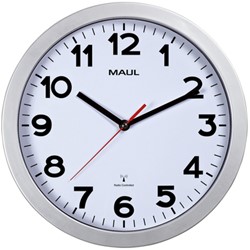 Wandklok MAUL Step RC Ø30x5cm kunststof zilver/wit 1 Stuk