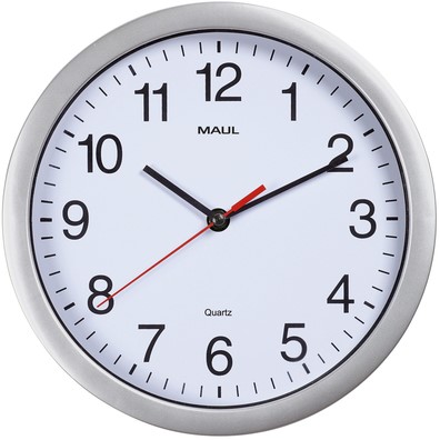 Wandklok MAULrun quartz Ø25x5cm kunststof zi/wt 1 Stuk