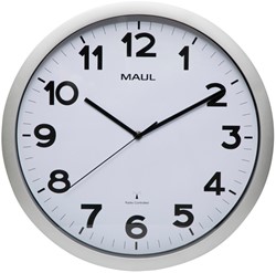 Wandklok MAUL Step RC Ø40x5cm kunststof zilver/wit 1 Stuk