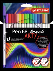 Brushstift STABILO Pen 68/18 Arty 18st assorti 18 Stuk