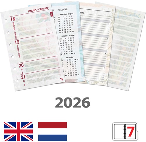 Agendavulling 2026 Kalpa Pocket bloemen 7d/2p 1 Stuk