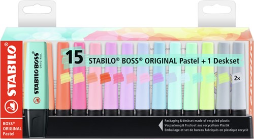Markeerstift STABILO BOSS 70/15 bureauset pastel 15 Stuk