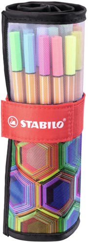 Fineliner STABILO point 88/25 Arty rollerset zwart fijn ass 25st